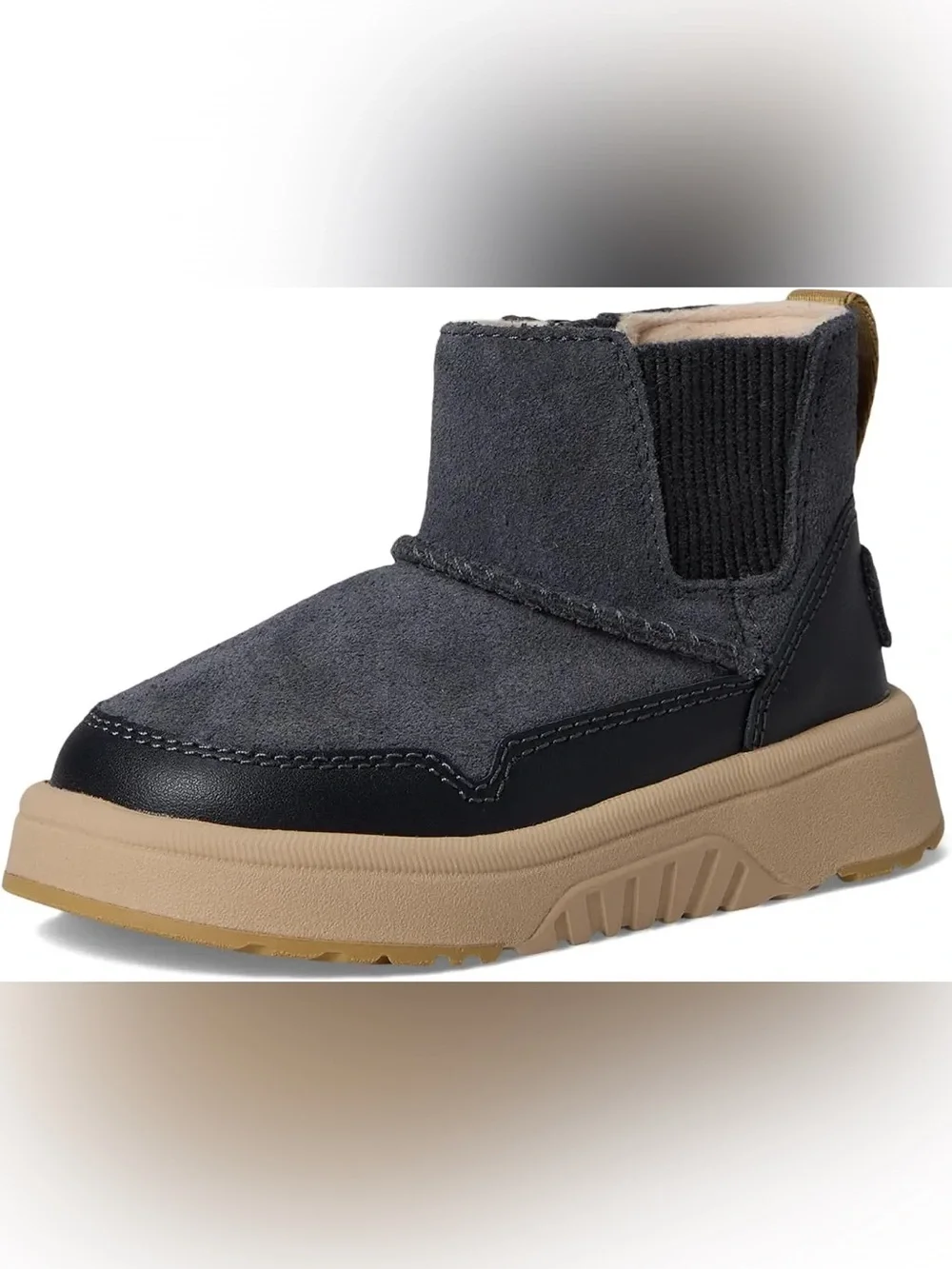 UGG Kids Charcoal Gray and Tan Ankle Booties